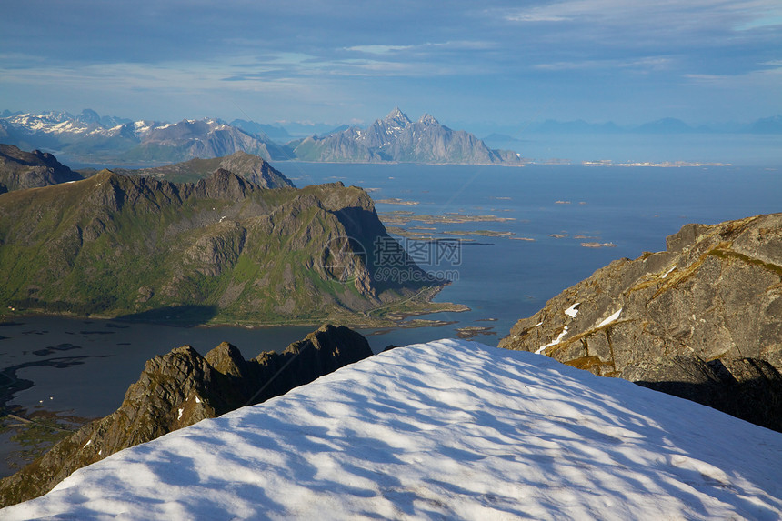 挪威海岸旅行顶峰山脉岛屿峡湾风景目的地首脑图片