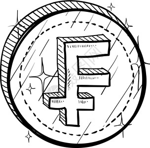 自由贸易法郎符号矢量草图设计图片