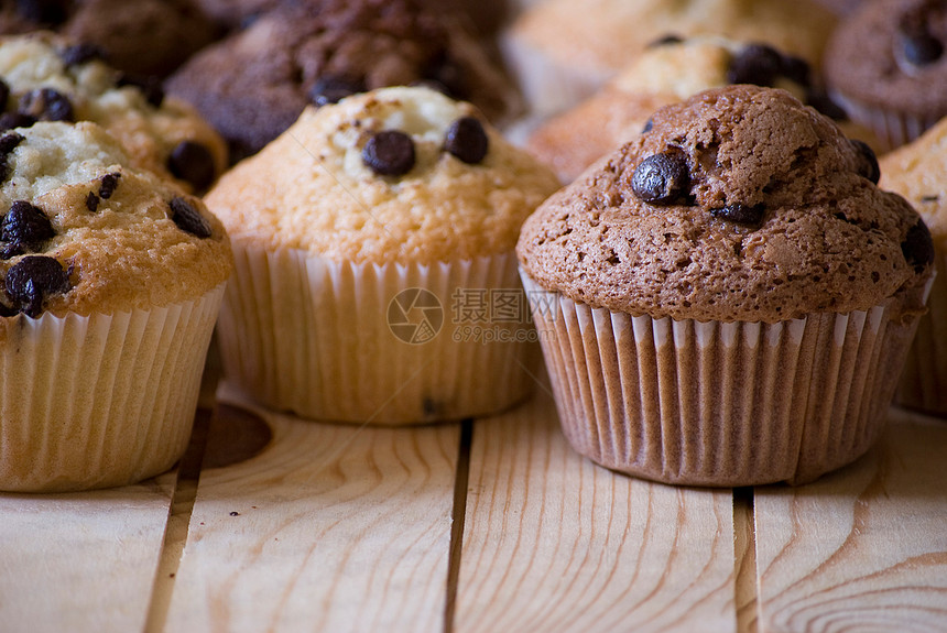 自制松饼巧克力面包宏观糖果水果诱惑营养蛋糕蓝色美食图片