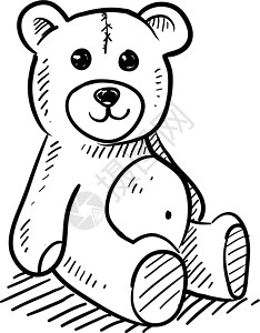 睡觉的熊泰迪熊矢量草图设计图片