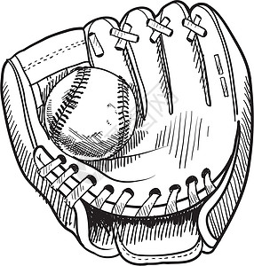 棒球捕手棒球棒球手套草图设计图片