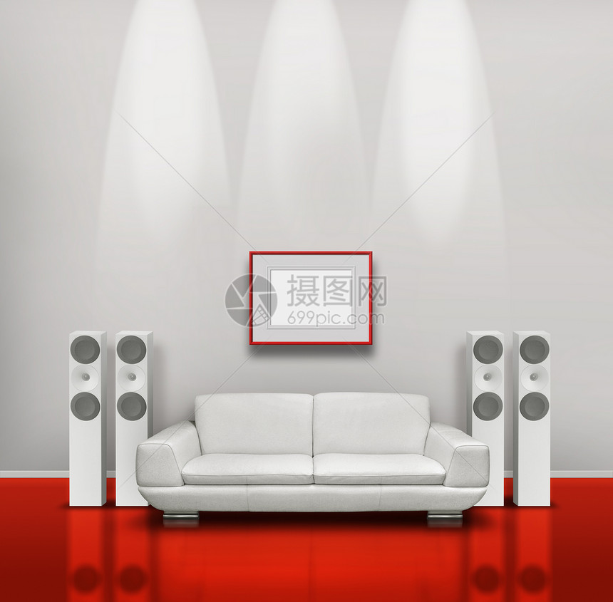 红色和白色音乐室图片