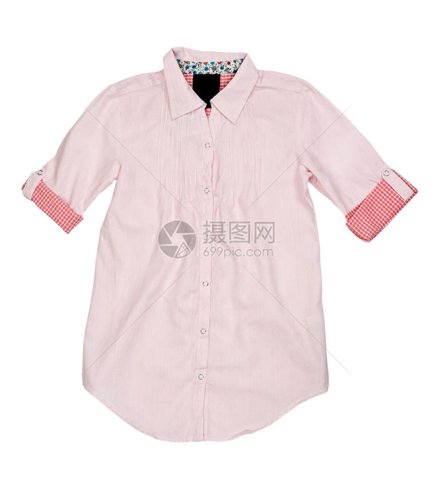 短袖粉色夏季衬衫服装裙子棉布检查器服饰桌子亚麻白色纺织品织物图片