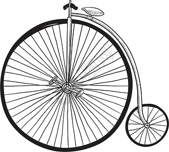 一分钱古董自行车草图插画
