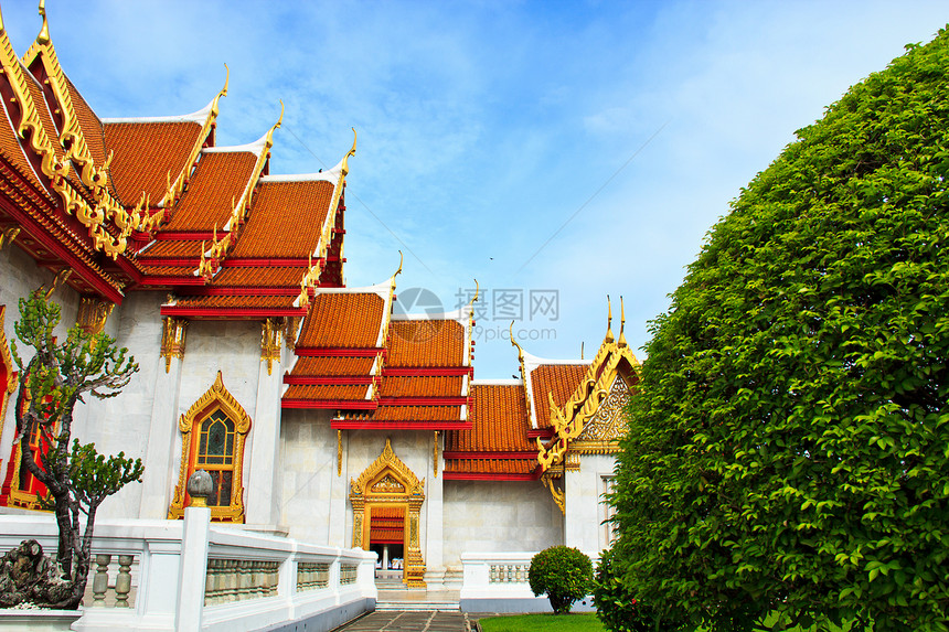 泰国曼谷Wat Benjama历史佛教徒宗教金子框架装饰文化寺庙旅行旅游图片