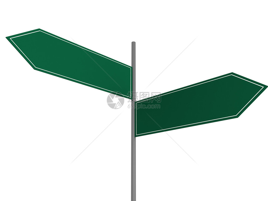 空白十字路标指导绿色图片