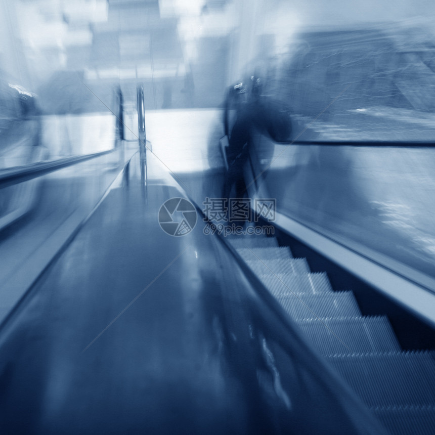 模糊的扶梯中心购物中心银行人行道速度天花板蓝色楼梯地面玻璃图片