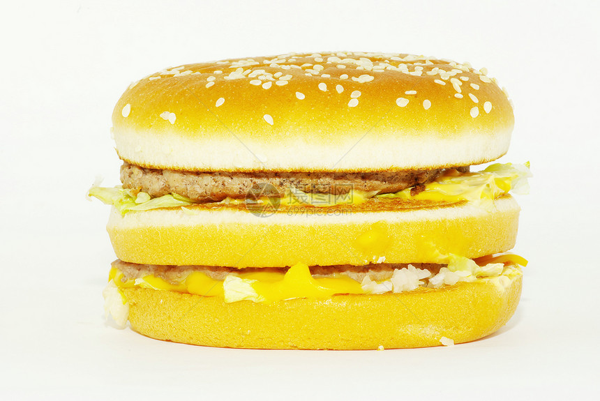 汉堡包牛肉汉堡小吃芝士辣椒营养沙拉洋葱午餐白色图片