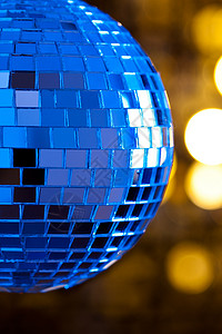 Disco镜球体派对娱乐金子俱乐部夜店反射镜子蓝色夜生活乐趣背景图片