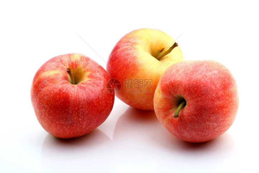 3个苹果叶子水果甜点小吃花园市场果汁宏观饮食生态图片