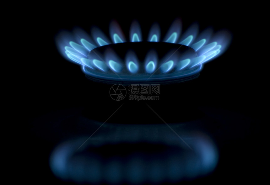 天然气气体燃烧圆圈活力白炽甲烷火炉烤箱燃料厨房蓝色图片