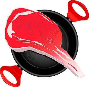 潮汕牛肉锅锅里有肉牛肉红色陶器平底锅厨房滴水盘黑色猪肉炙烤插图插画