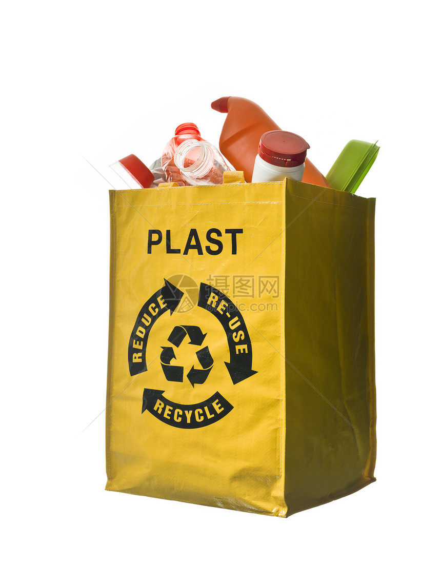 塑料回收手提袋瓶子零售购物乳制品黄色塑料瓶符号环境保护帆布图片