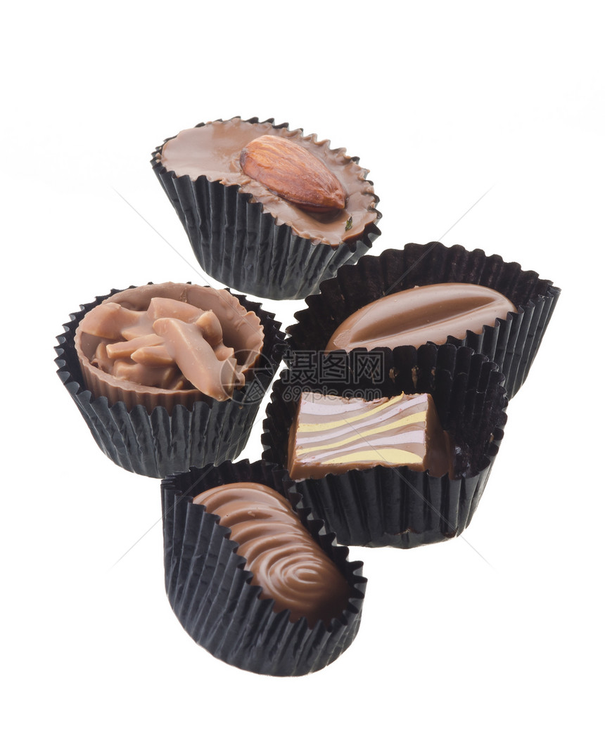 带有背景背景的巧克力分类奢华棕色可可甜点收藏乳白色糖果美食食物黑色图片