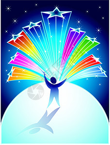 王公抽象控制恒星的导体彩虹导演插图辉光流动队长头目庆典魔法坡度插画