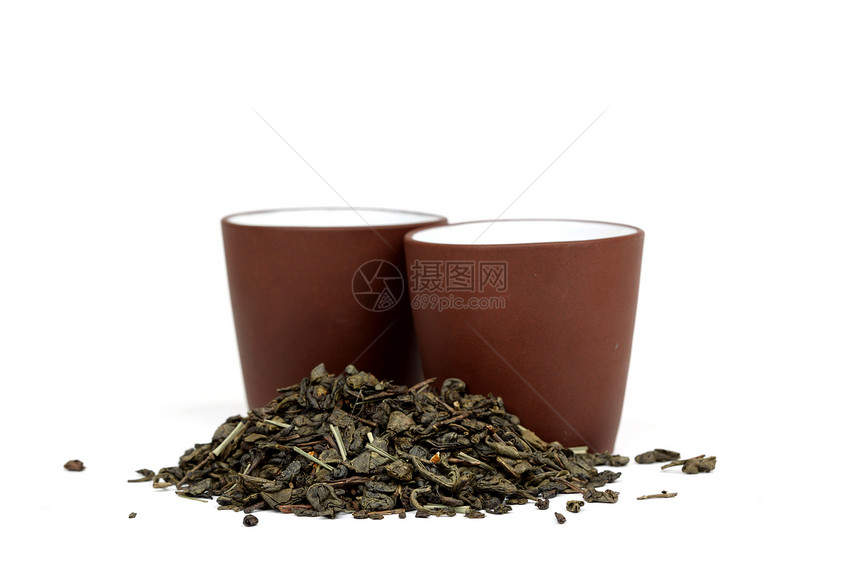 孤立的绿茶杯草本植物叶子文化饮料食物树叶植物农业杯子药品图片