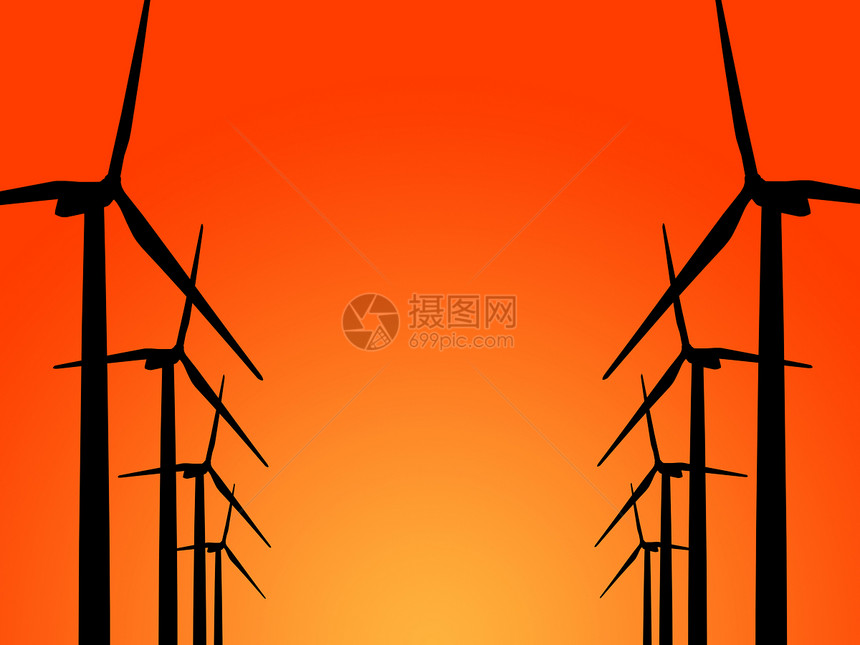 风力涡轮机发电机橙子水平天空轮机活力环境农场风车涡轮力量图片