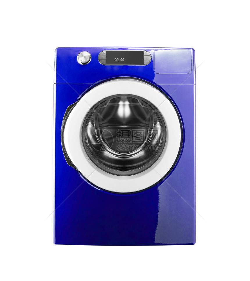 孤立的蓝色洗衣机图片