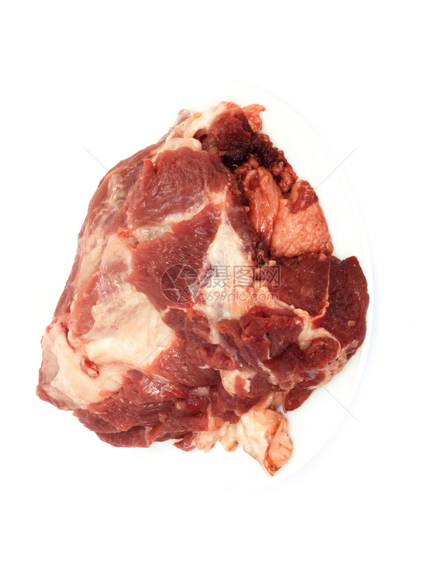 新鲜鲜肉小腿厨房手工侧翼猪肉烧烤烹饪食物屠夫红色图片