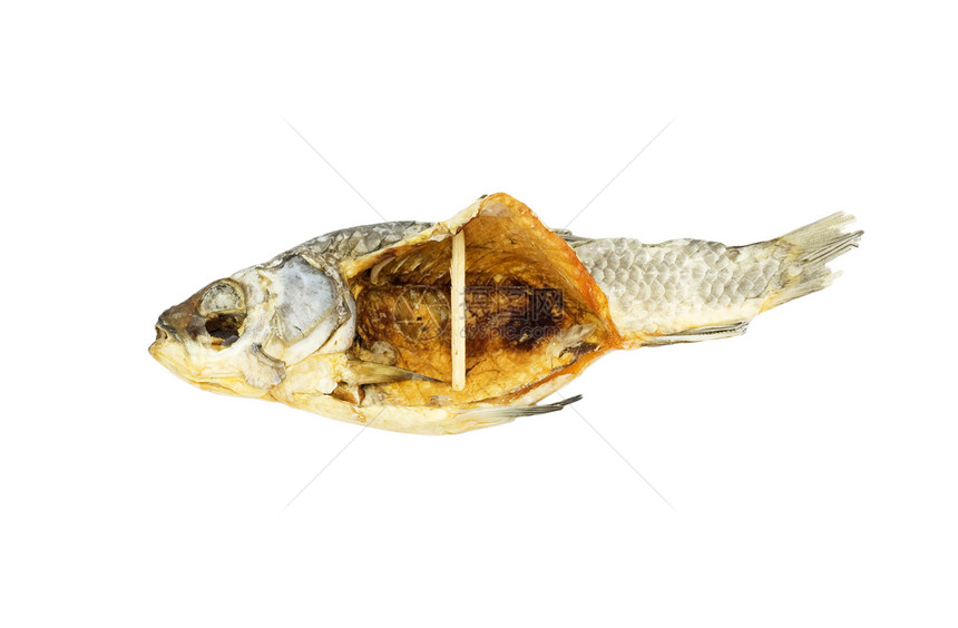 白底白底孤立的干鱼蟑螂尾巴午餐眼睛鳕鱼小吃钓鱼条子盐渍白色图片