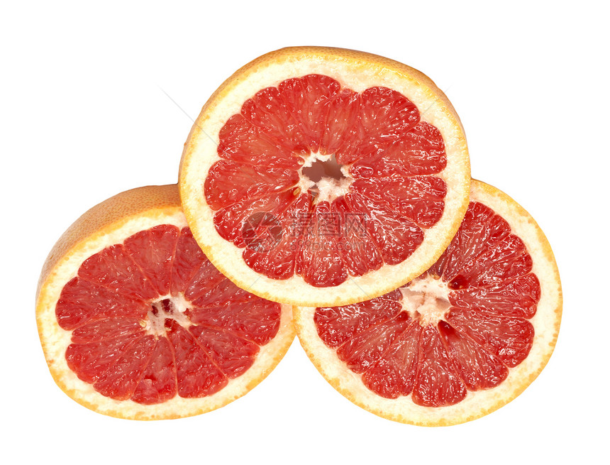 白色背景的 Ripe 葡萄树柚子黄色红色橙子水果粉色图片