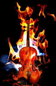 燃烧燃烧的小提琴背景图片