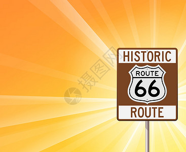 沿黄公路黄线上的66号历史路插画