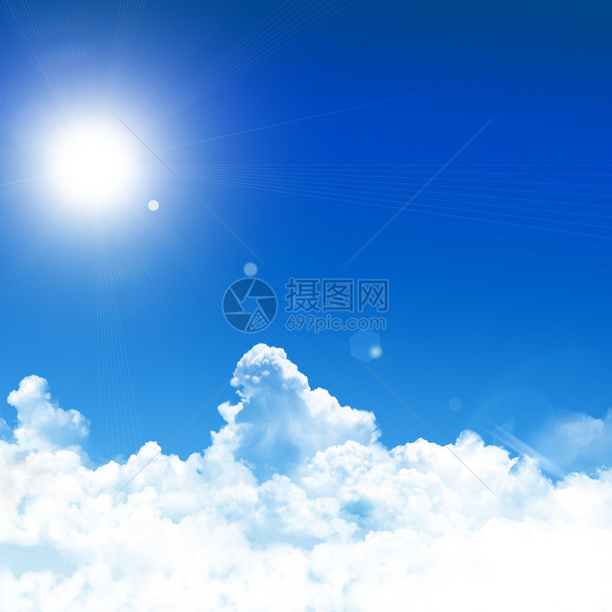蓝色天空背景气氛阳光季节气候光束天气天蓝色太阳射线晴天图片