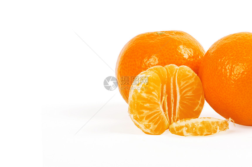 白背景孤立的普通话水果橙子活力食物饮食白色果汁图片