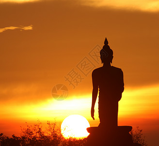 Buddha 雕像的光环地标阳光日落宗教公园太阳文化佛教徒遗迹天空背景图片