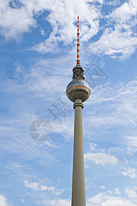 柏林的电视塔播送技术地标广播通讯建筑天线蓝色城市雷达背景图片