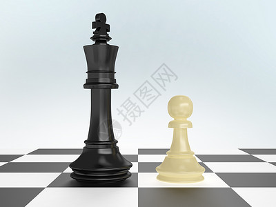 对抗观念概念典当游戏休闲战略白色棋子国王棋盘背景图片