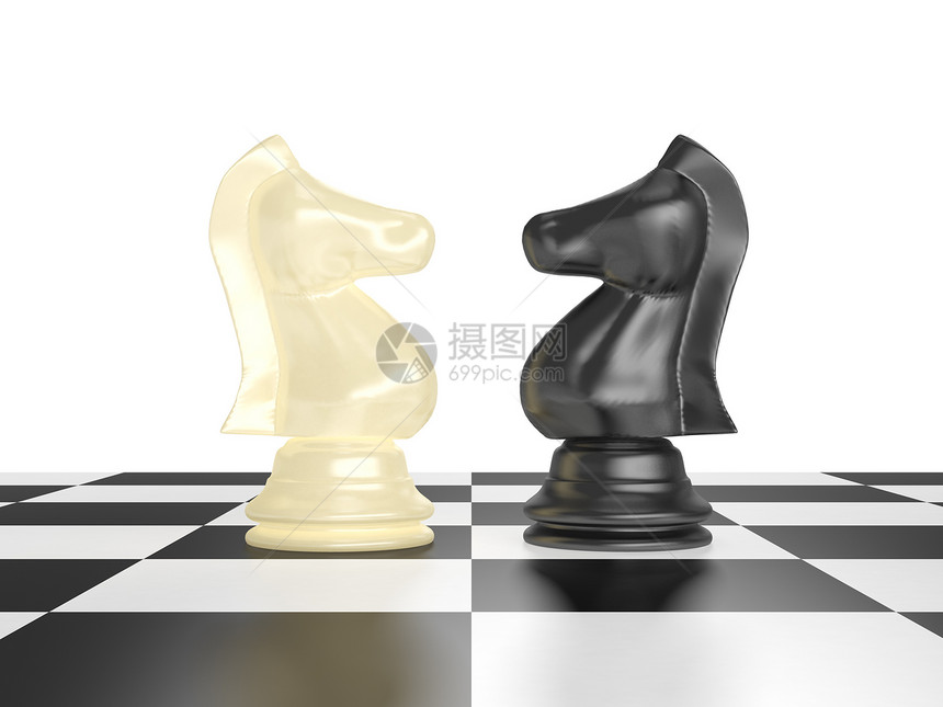 对抗观念概念白色棋子休闲战略游戏棋盘骑士图片