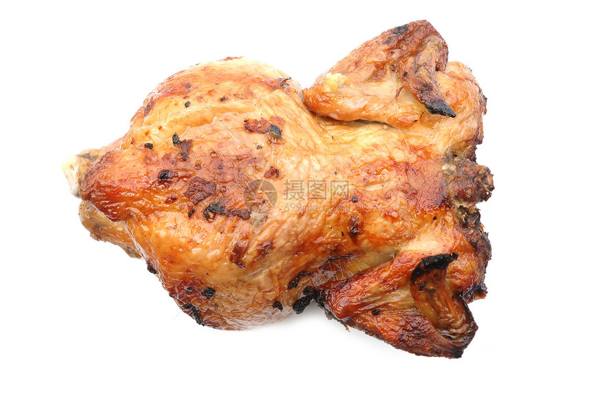 鸡烤鸡皮肤炙烤餐厅午餐红色烹饪饮食白色小鸡食物图片
