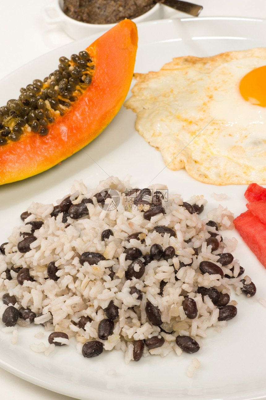 中美洲早餐豆子水果服务木瓜阳光菜豆西瓜美食图片
