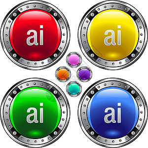 AI 文件类型多彩按钮背景图片