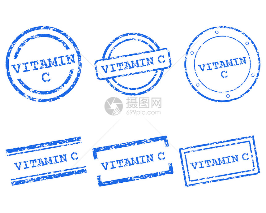 维生素C邮票墨水标签销售橡皮按钮购物维生素打印海豹蓝色图片