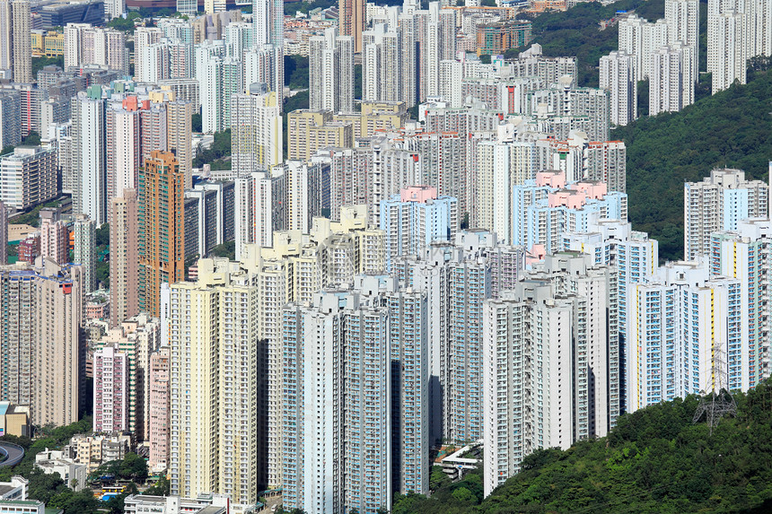 香港拥挤的大楼财产天空窗帘抵押住宅住房高楼摩天大楼多层城市图片