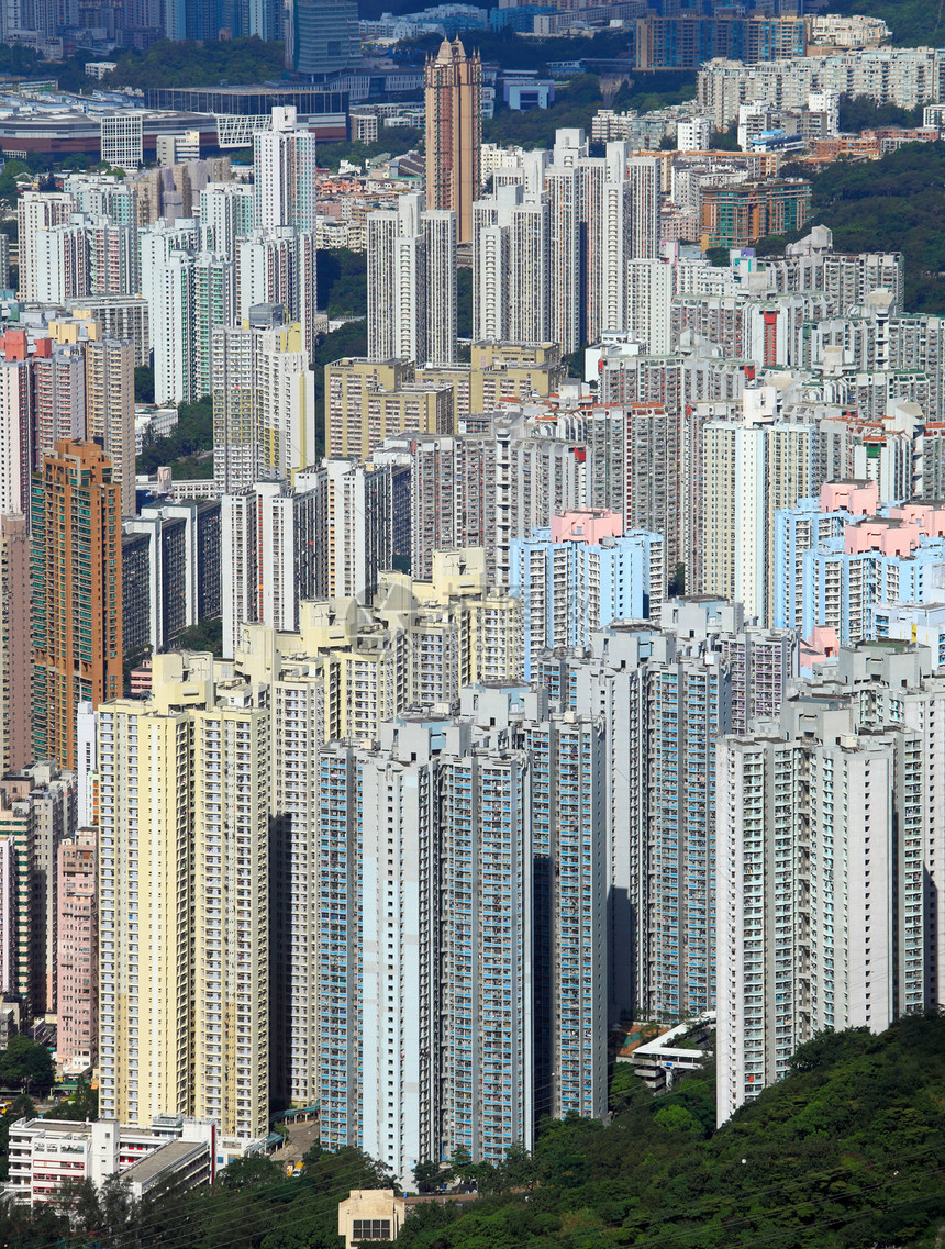 香港拥挤的大楼多层住房抵押摩天大楼城市财产天空住宅不动产建筑学图片
