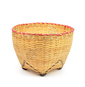 手工制作的竹篮子柳条工艺白色编织背景图片