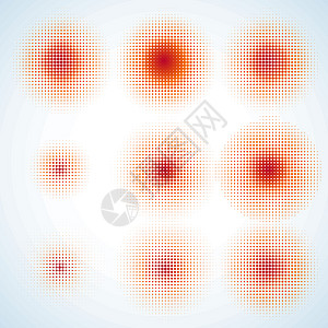 红色斑点圆形点斑闪光矢量设计元素 EPS 8斑点笔记星星印迹空白圆圈邮票橙子圆形调子设计图片