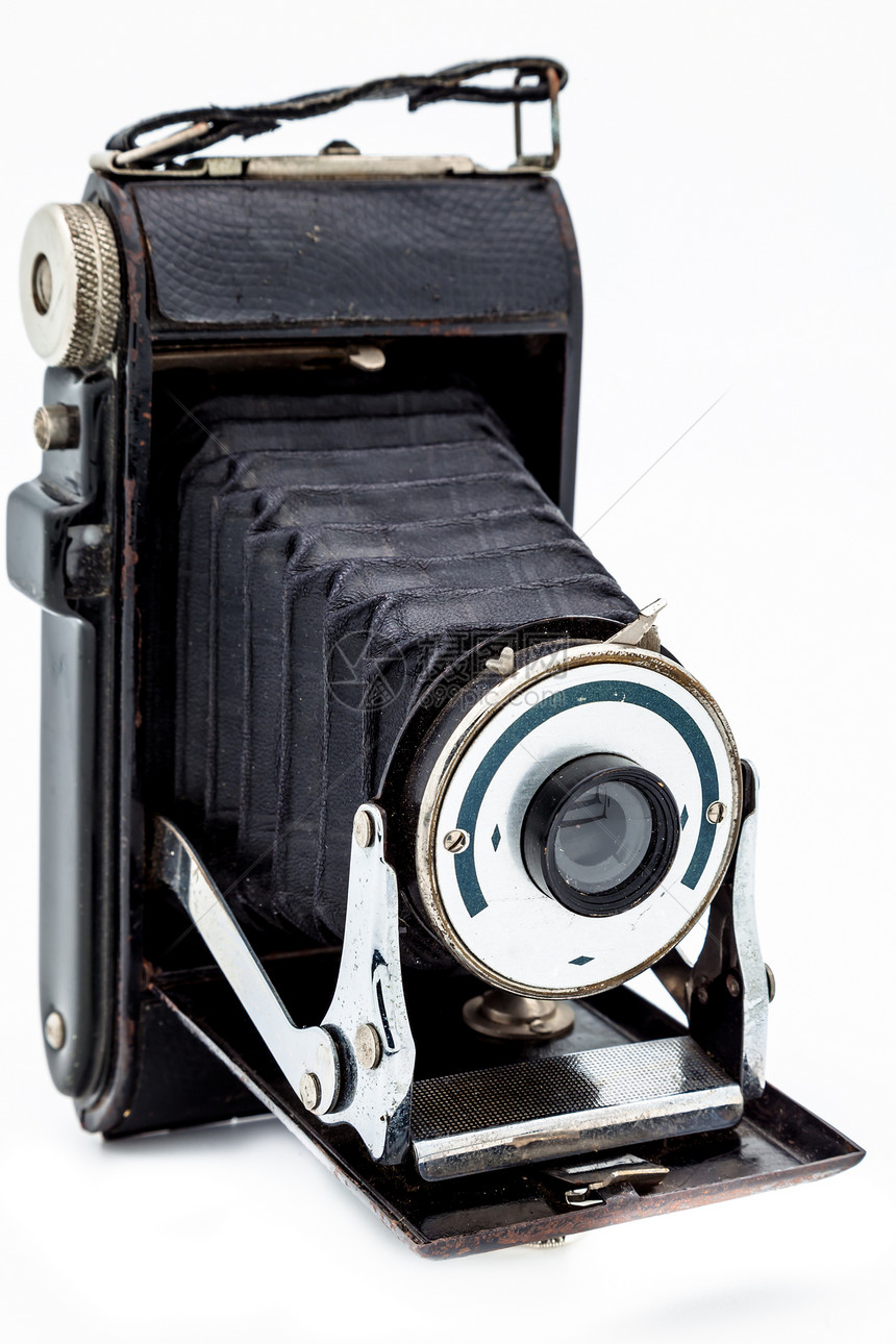 古型照相机古董光学相机历史快门镜片玻璃皮革合金白色图片