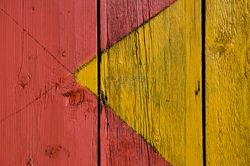黄色和红漆的木板背景图片