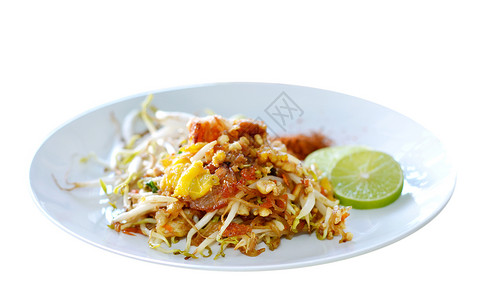 帕德泰语食物柠檬小吃花生面条烹饪油炸蔬菜午餐盘子背景