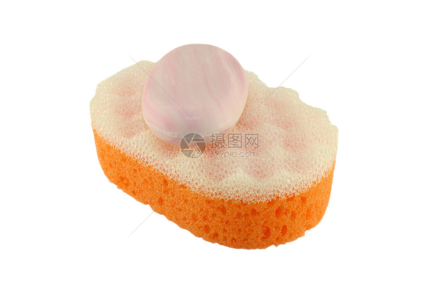 海绵和肥皂团体家务洗涤剂橙子纺织品餐具清洁度白色粉色抹布图片