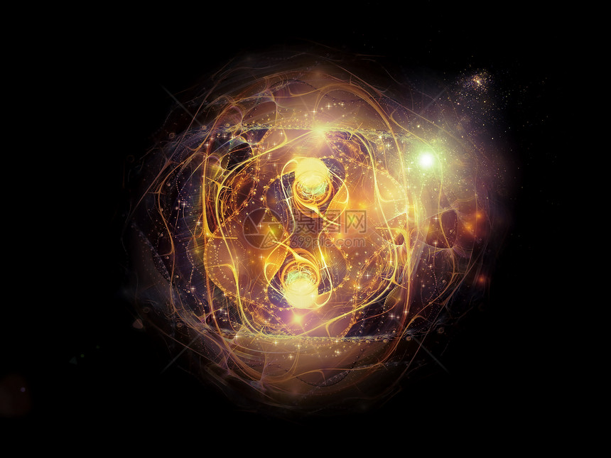 分形球概念耀斑圆形科学橙子黄色作品星星球形射线辉光图片