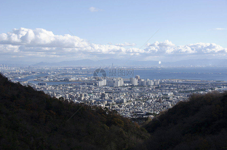 大阪湾全景观旅游全景建筑学游客天空摩天大楼观光支撑经济市中心图片