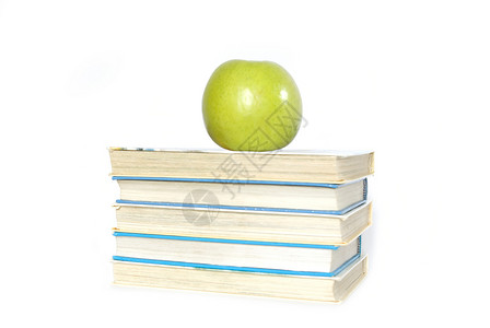 书本水果图书学校教育白色生产生活绿色背景图片