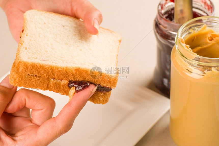 诱惑三明治吃饭手指食品水平午餐儿童面包罐子学校小吃图片