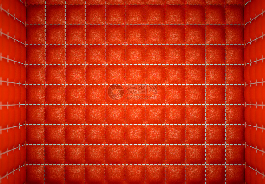 隔离或隔离 红缝制皮革床垫图片